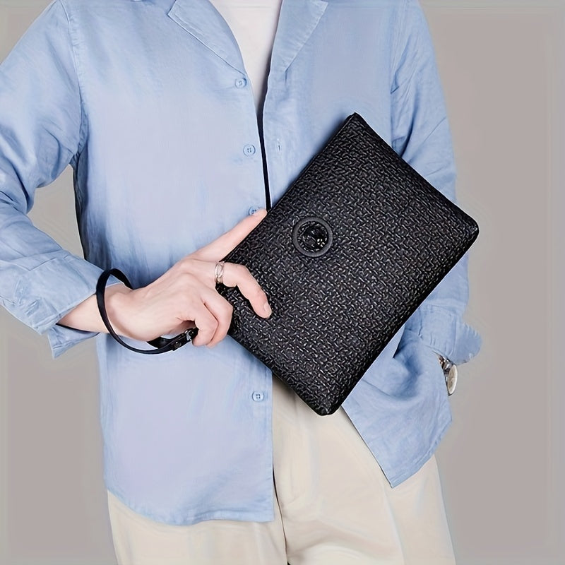 moocr Men‘s Fashion Business Clutch Bag  Tiger Head Handbag  Large Capacity Envelope Bag