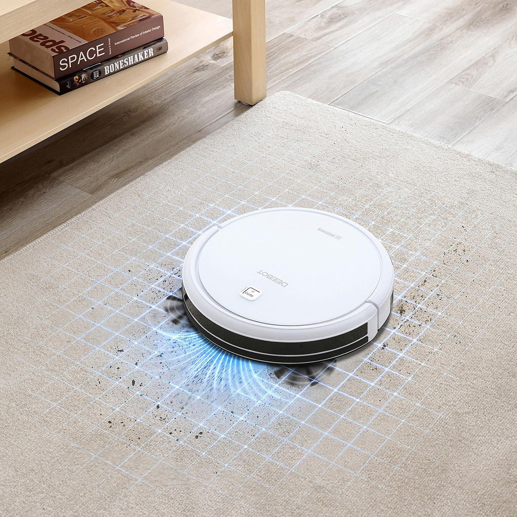 deebot n79w+ robotic vacuum cleaner with max power suction,+ 2 year warranty, up to 110 min runtime, hard floors & carpets, works with alexa, app controls, self-charging, quiet