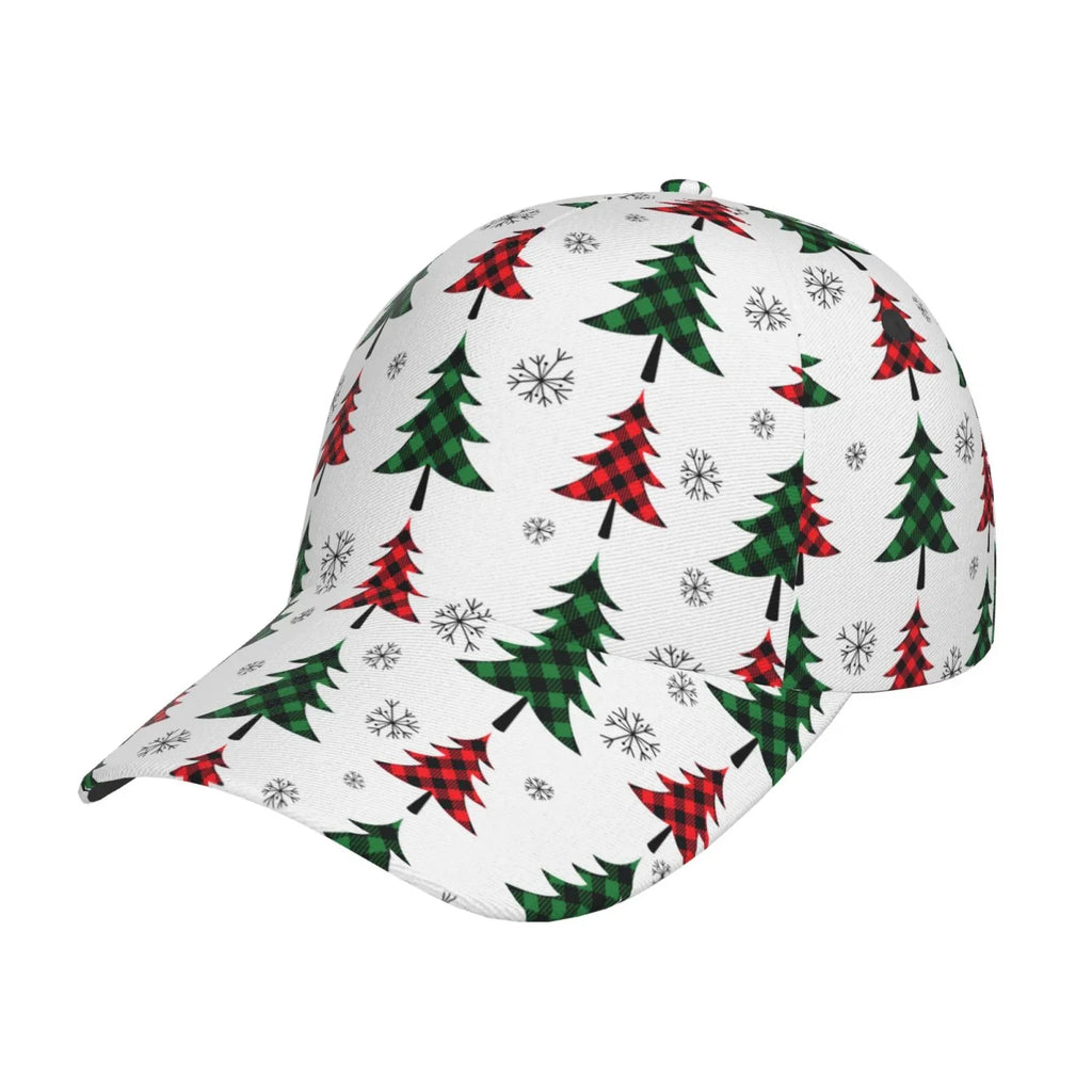 Balery Baseball Cap Adjustable Size for Running Workouts and Outdoor Activities All Seasons Dad Hat(Buffalo Plaid Christmas Trees)