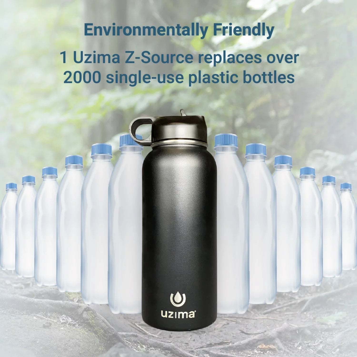 Uzima - -Source Filtered Water Bottle for Hiking, Backpacking, Camping, and Travel. Water Purification on the Go. Large 32oz Capacity with Double-Walled Stainless Steel Exterior. (Camo)