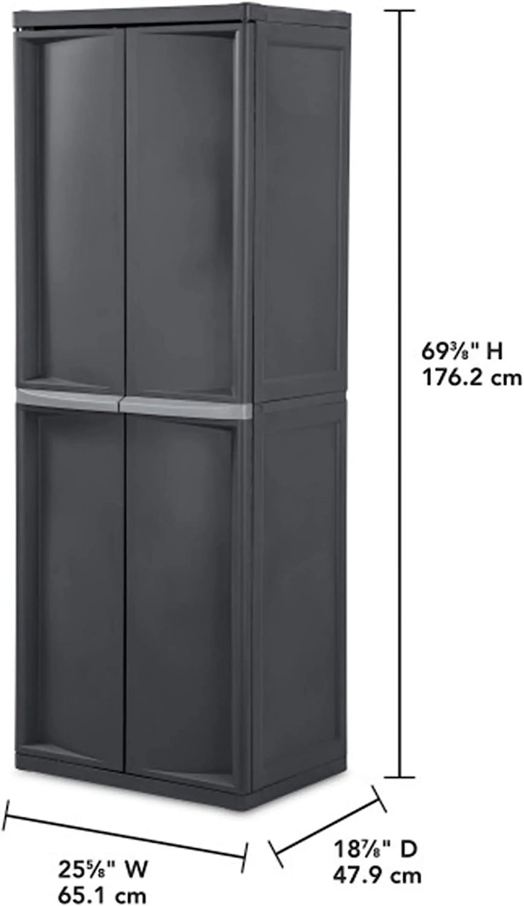 4 Shelf Cabinet, Heavy Duty and Easy to Assemble Plastic Storage Unit, Organize Bins in the Garage, Basement, Attic, Mudroom, Gray, 1-Pack
