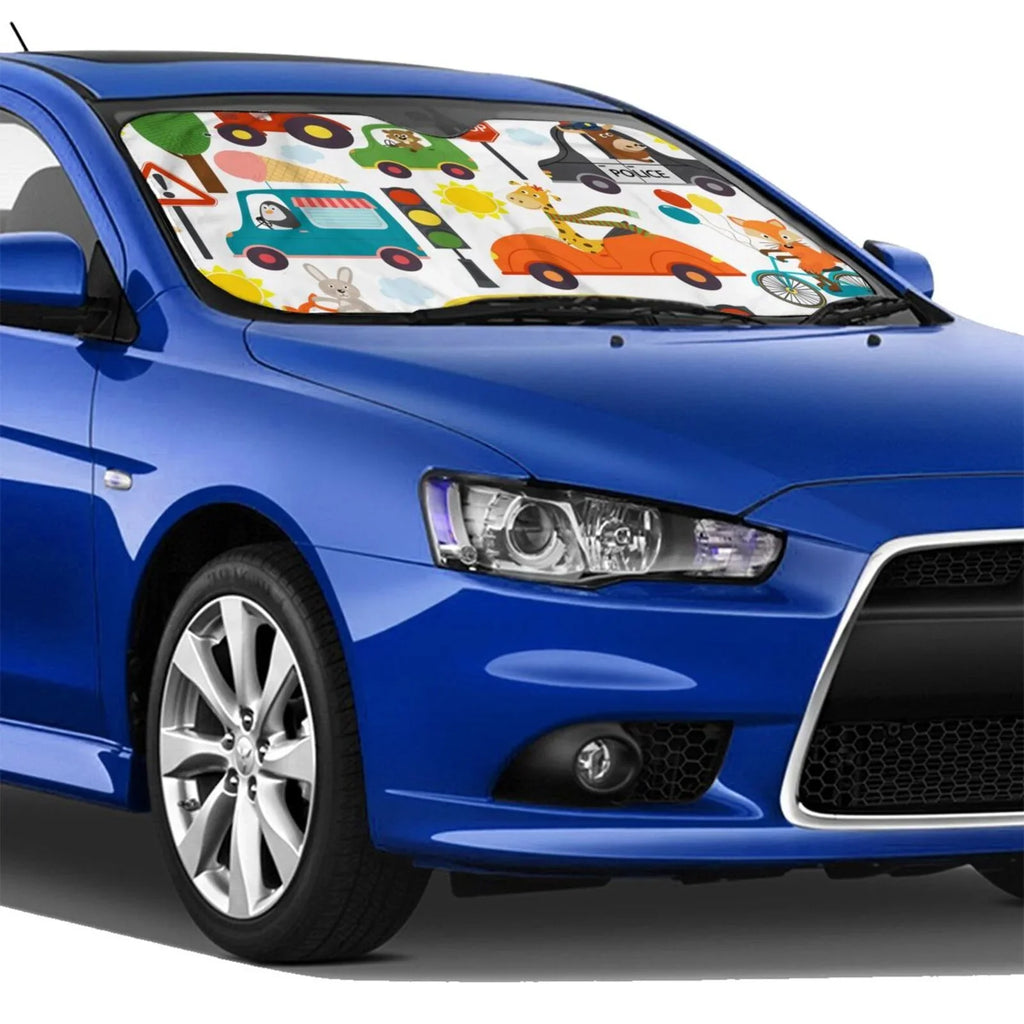 Balery Transports With Animals Windshield Sun Shade, Car Front Window Sunshade Cover ,Automotive Interior Portected Blocks Uv Rays For Car Pickup Truck Suv Accessories- Small