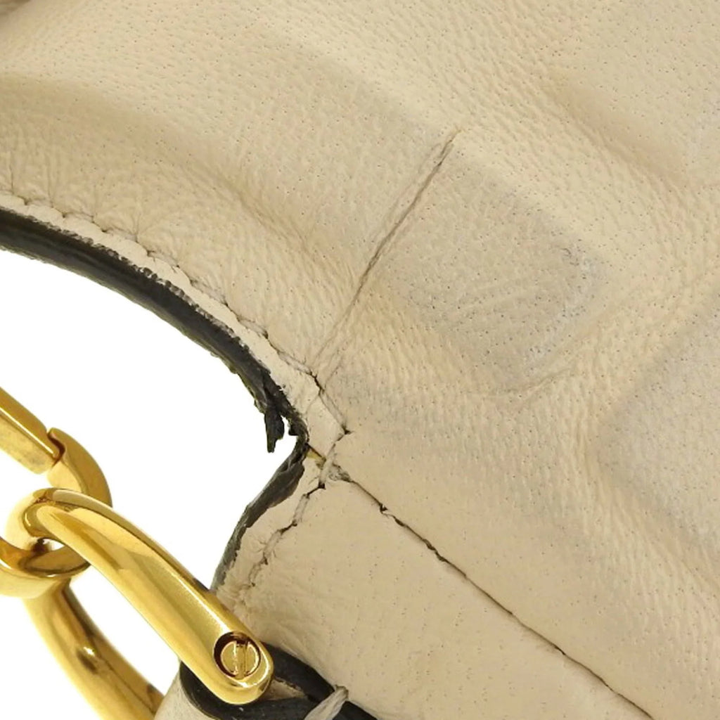 Pre-Owned Fendi  Baguette Small Logo  Pattern 2WAY Bag Chain Shoulder Lamb Leather 8BS017 (Good)
