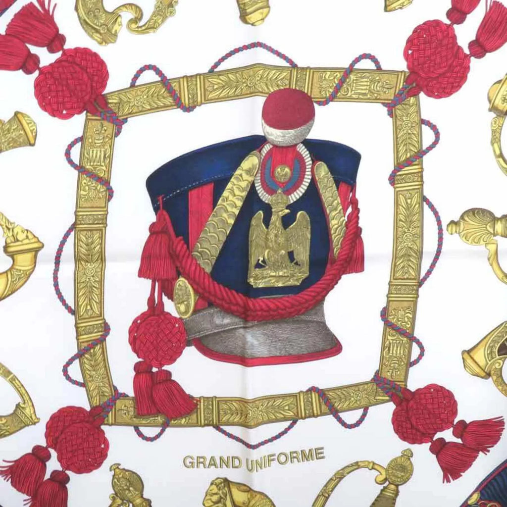 Pre-Owned Hermes  Scarf Carre 90   Silk Off-White/Multicolor Ladies (Good)