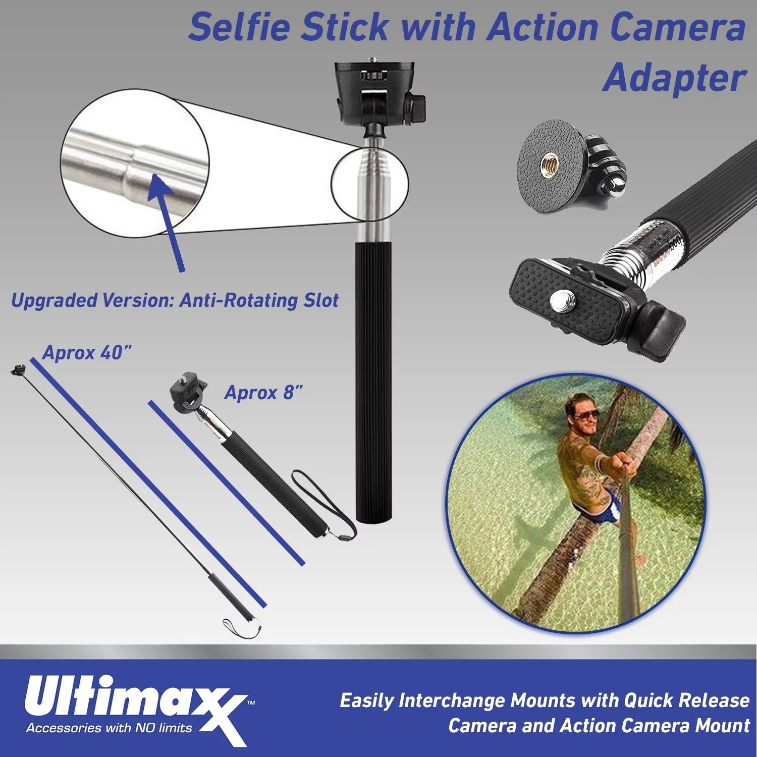 Ultimaxx Advanced Insta360  3 Action Camera Bundle (64GB) - Includes: 1/4” Screw Adapter for Action Cam Mounts, Mini Metal Dolly & More (25pc Bundle)