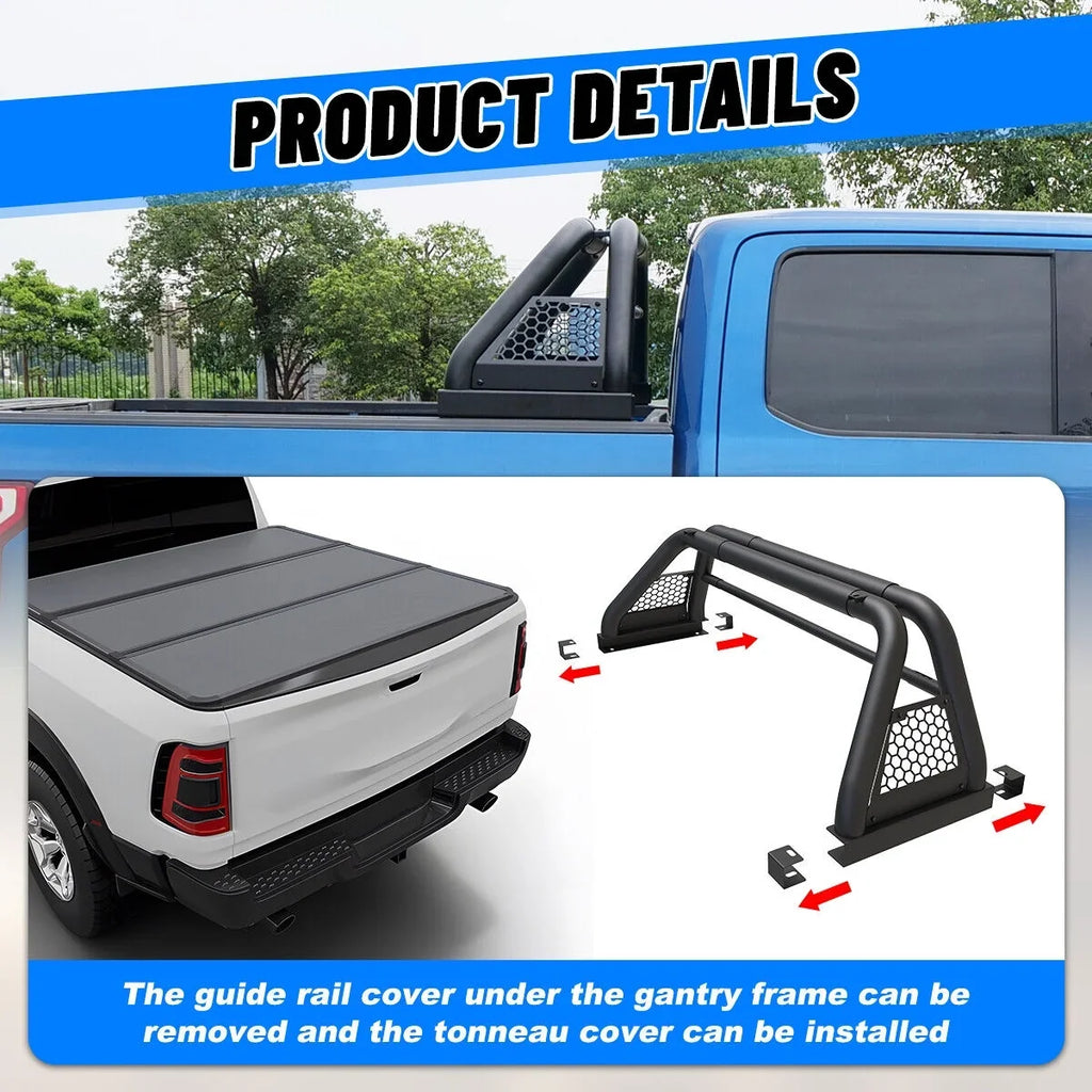 62.9-74.7" Adjustable Truck Roll Sport Bar Chase Rack Bed Bar Fit For 1999-2013 and 2019-2023 Chevy silverado/ sierra