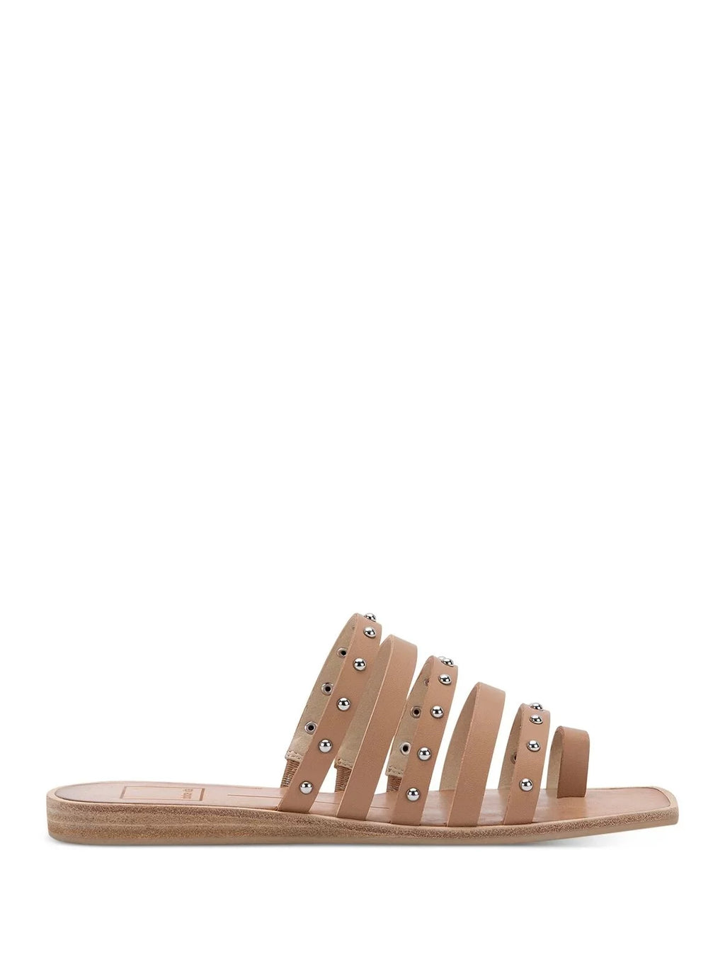 Womens Beige Toe-Loop Kaylee Square Toe Block Heel Slip On Slide Sandals Shoes 7