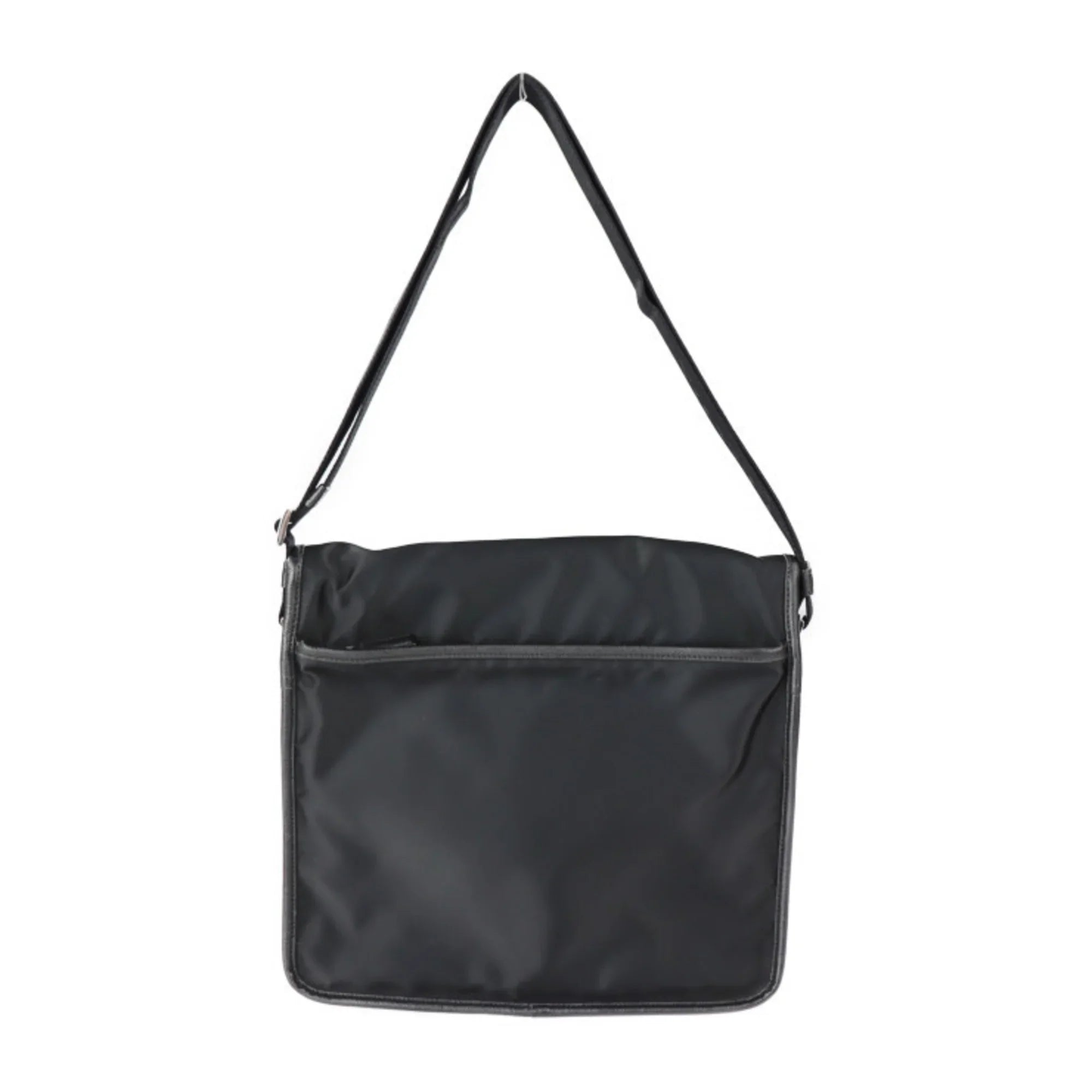 Pre-Owned  Prada shoulder bag 2VD951 nylon black leather silver metal fittings messenger triangle logo mark (Good)