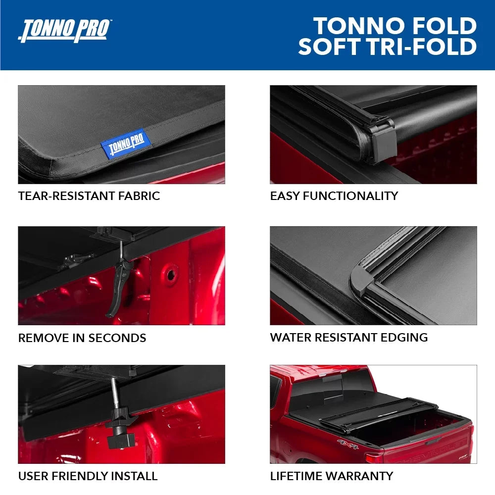 Tonno Pro | Tonno Fold, Soft Folding Truck Bed Tonneau Cover | 42-304 | Fits 1993 - 2011 Ford Ranger 6' Bed (72")