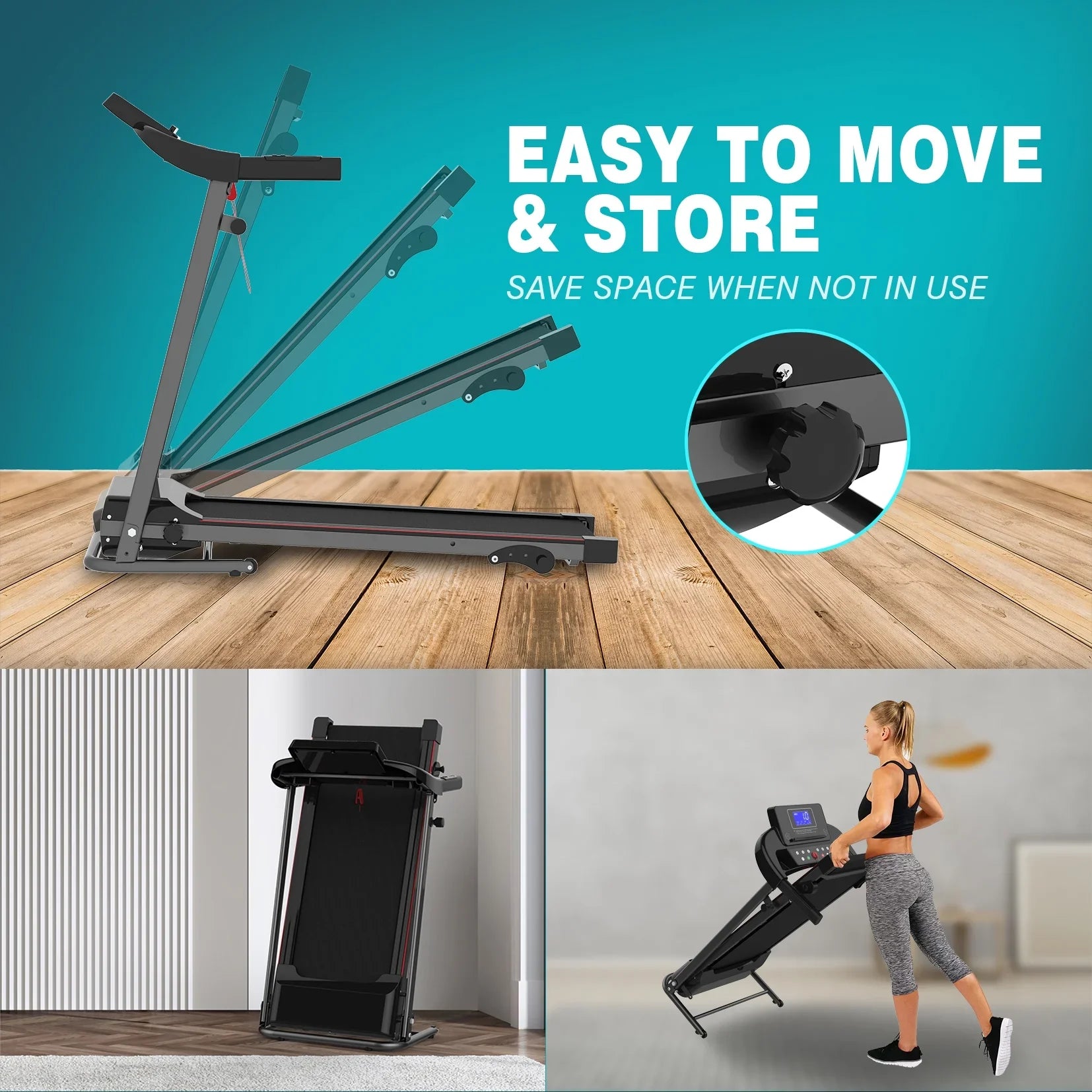 Foldable 250  Capacity Multi-function Treadmill Electric Treadmill with 2.5HP Motor for Home Gym