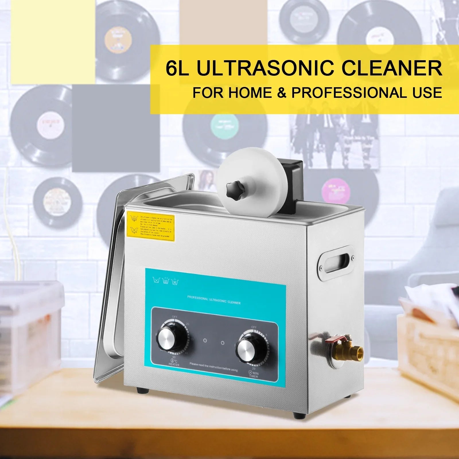 Ultrasonic Vinyl Record Cleaner Vinyl Ultrasonic Cleaning Machine 6L Knob