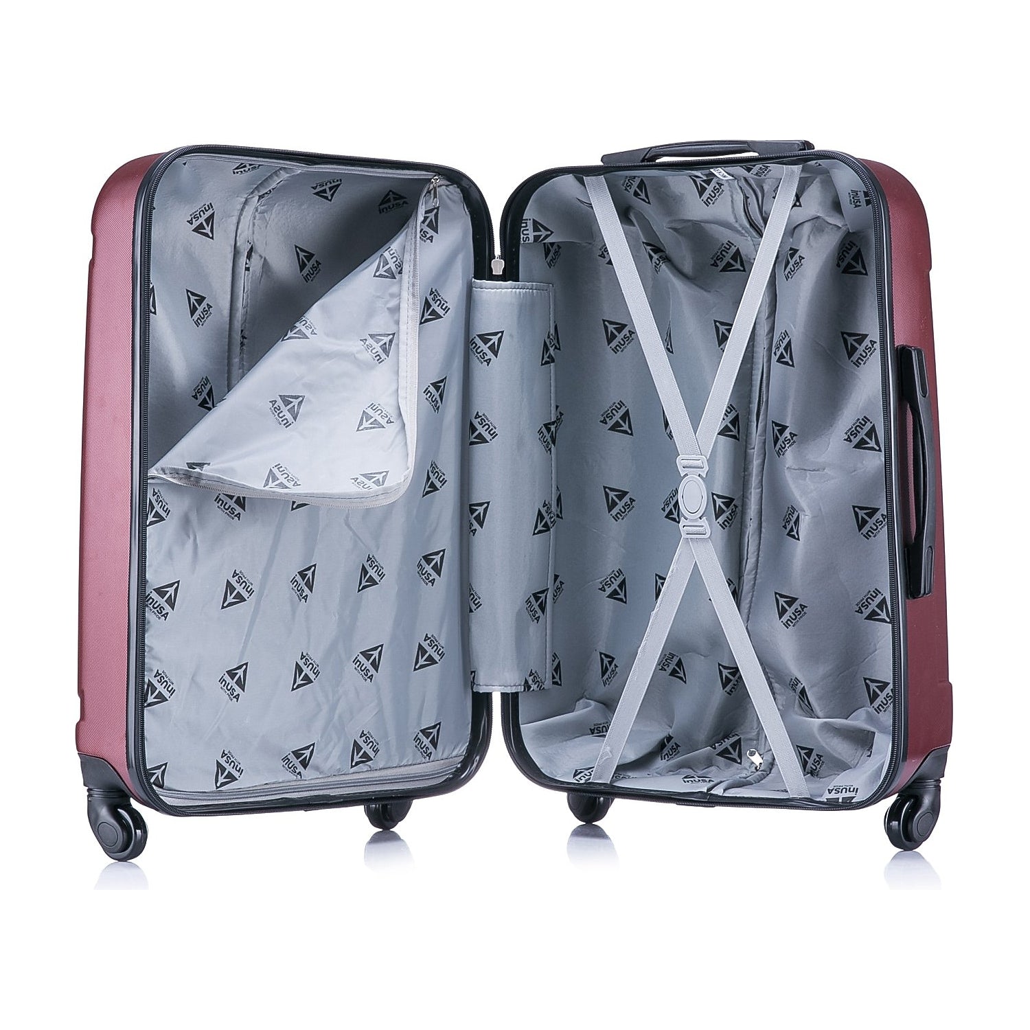 InUSA Pilot Large Plastic 4-Wheel Spinner Luggage Wine (-)