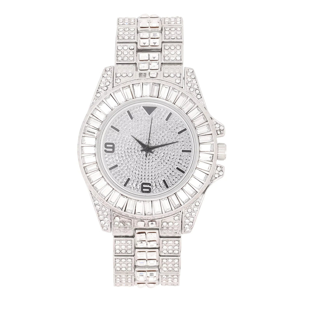 King and Queen Bling'ed Out His and Hers Hip Hop Matching Watch Set - Perfect for Today's Power Couple on Point -  His/Hers (ST10372Slv Silver)