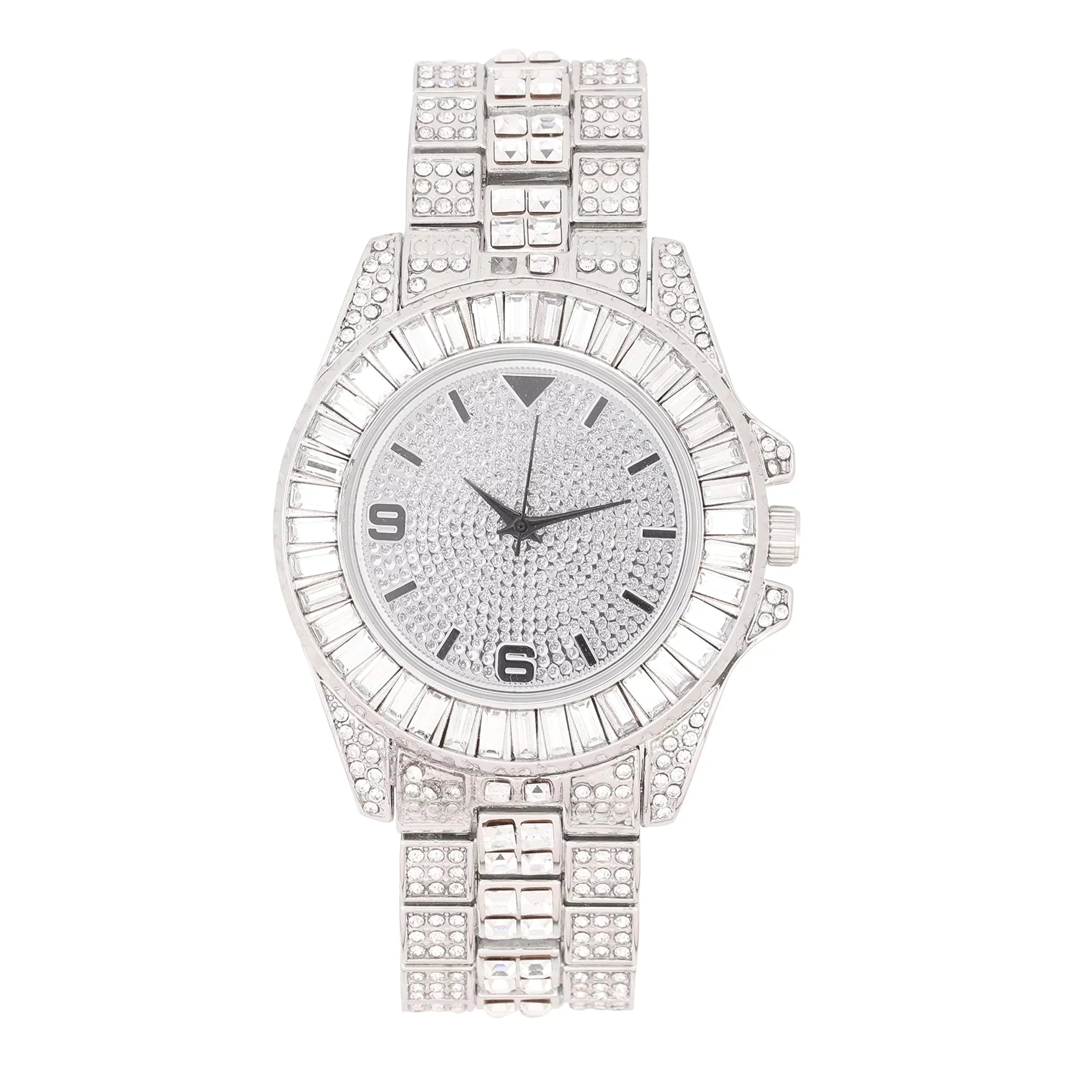 King and Queen Bling'ed Out His and Hers Hip Hop Matching Watch Set - Perfect for Today's Power Couple on Point -  His/Hers (ST10372Slv Silver)