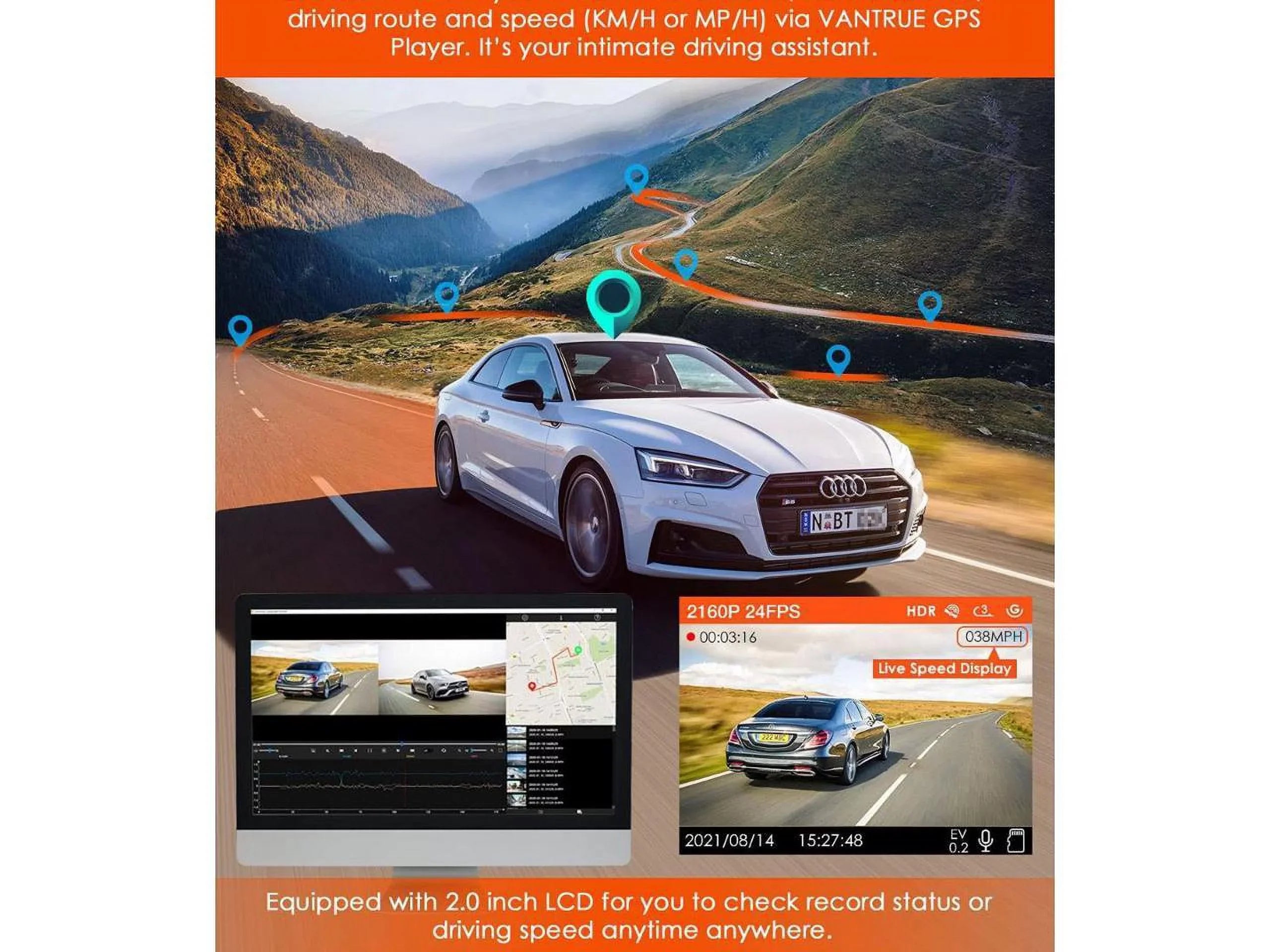 2K Dash Cam Front and Rear Hidden Camera,  1080P Dual Dashcam for Cars, Front 1080P 60fps  Dashboard Camera,  Night Vision, Motion Detection Parking Monitor