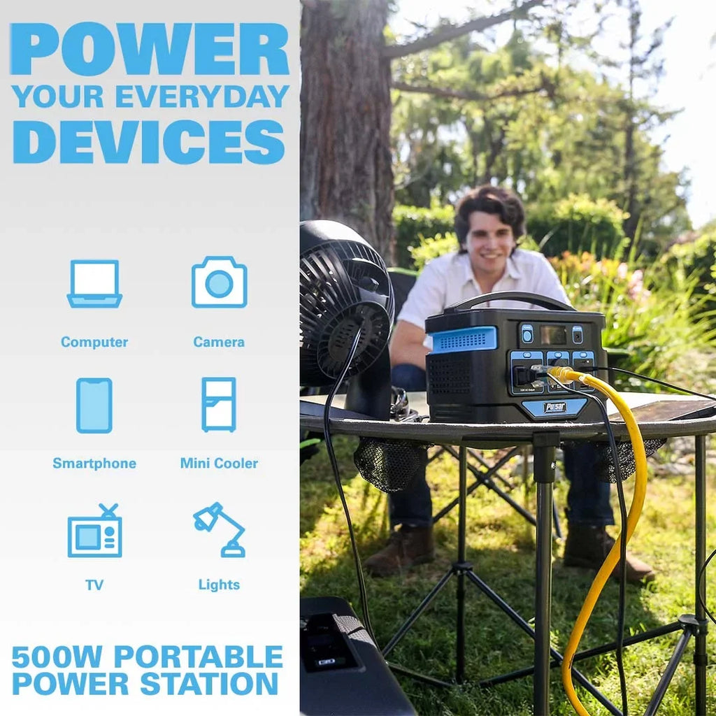 Pulsar 500 Watt Lithium-Ion Portable Power Station with  Display and Wireless Charging Pad (518Wh Capacity)