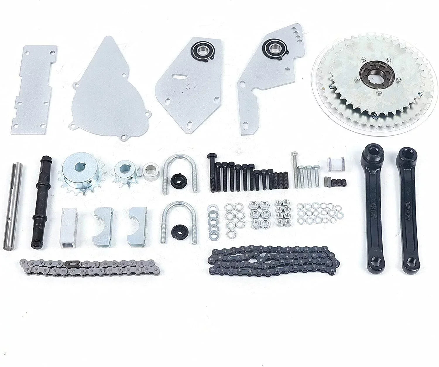 Bike Shifter Jackshaft Conversion Kit Set 415 Chain Silver for 2-Stroke Gas Motorcycles
