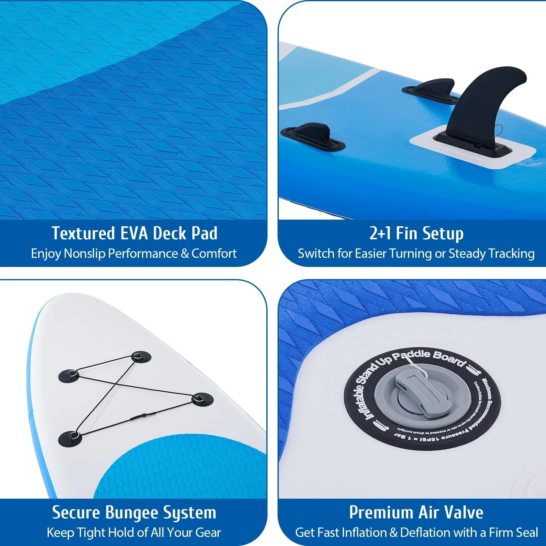 Preenex 10'6" Hybrid Paddle Board for Adults Inflatable  Board w Accessory Set, Blue