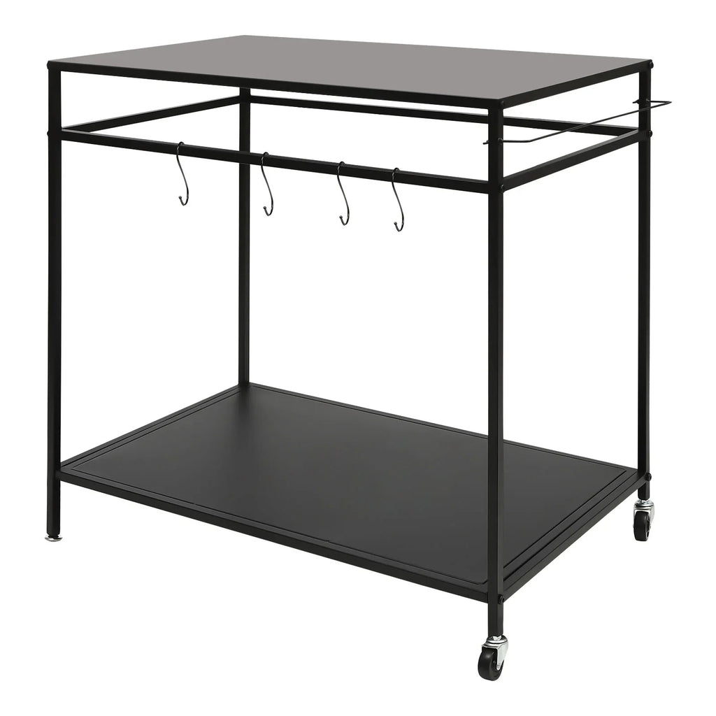 Outdoor Cook Station Table 2-Tier Shelf Food Prep  Grill Serving Cart Movable Rack