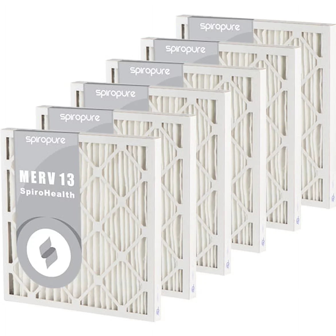 SpiroPure 11.5x24.5x2  13 Pleated Filter Air Filters - Made in  (6 Pack)