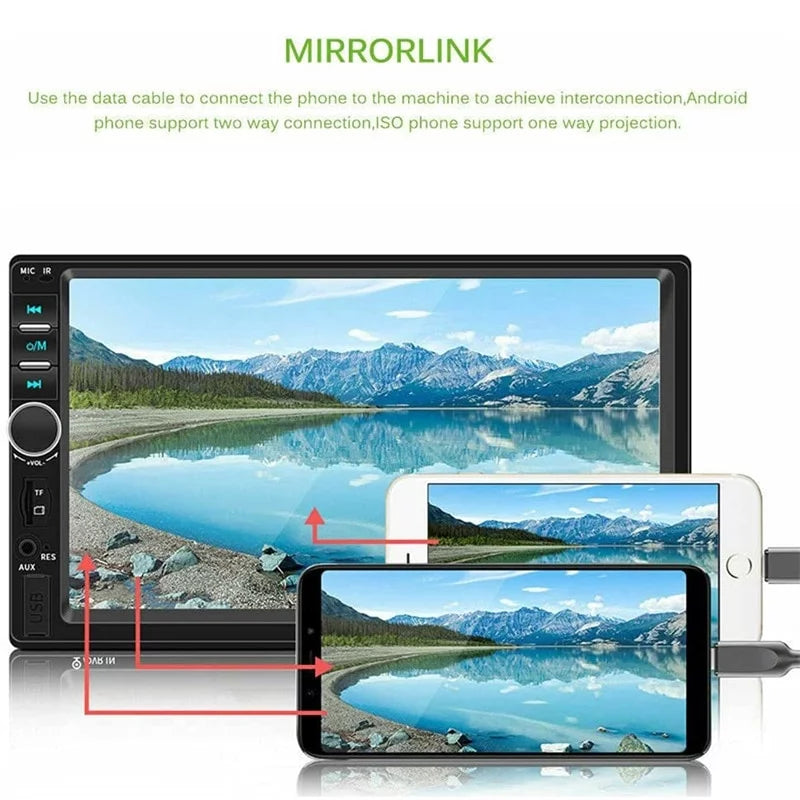 Car Radio Double Din Car Stereo 7"  Touch Screen in-Dash Head Unit with Bluetooth Support Mirror Link/////  +Rear View Camera& Remote Control