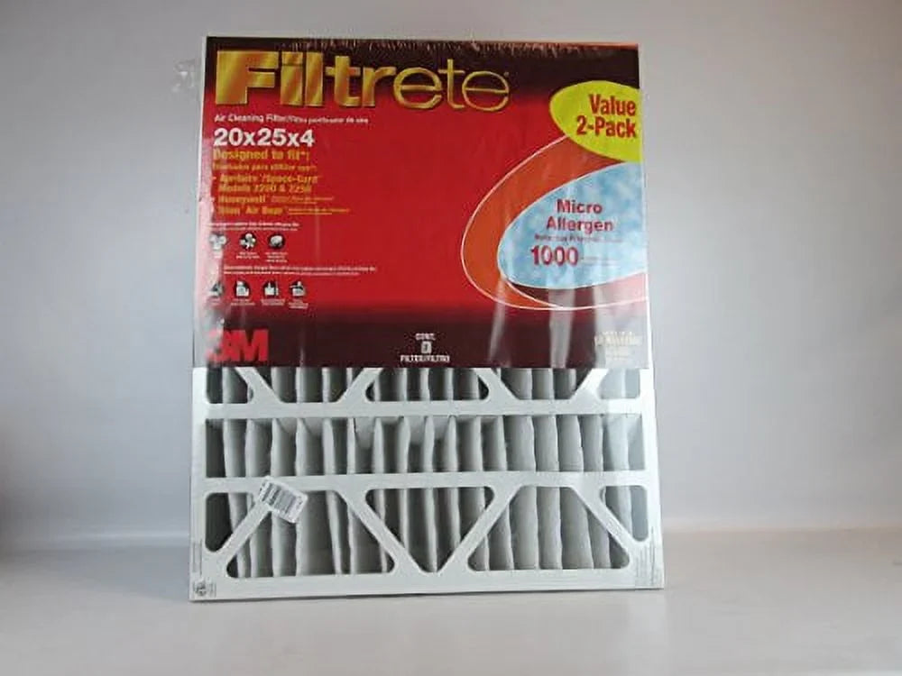 Filtrete 20x25x4 Air Filter,  1000,  11, Allergen Defense 12-Month Deep Pleated 4-Inch Air Filters, 2 Filters