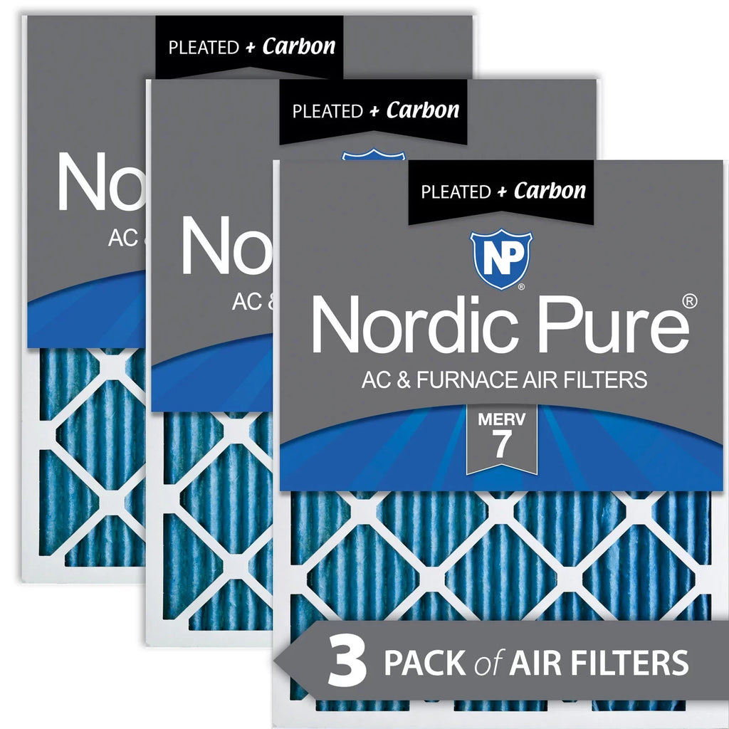 25x25x1 (24_1/2x24_1/2) Pleated Air Filters  7 Plus Carbon 3 Pack
