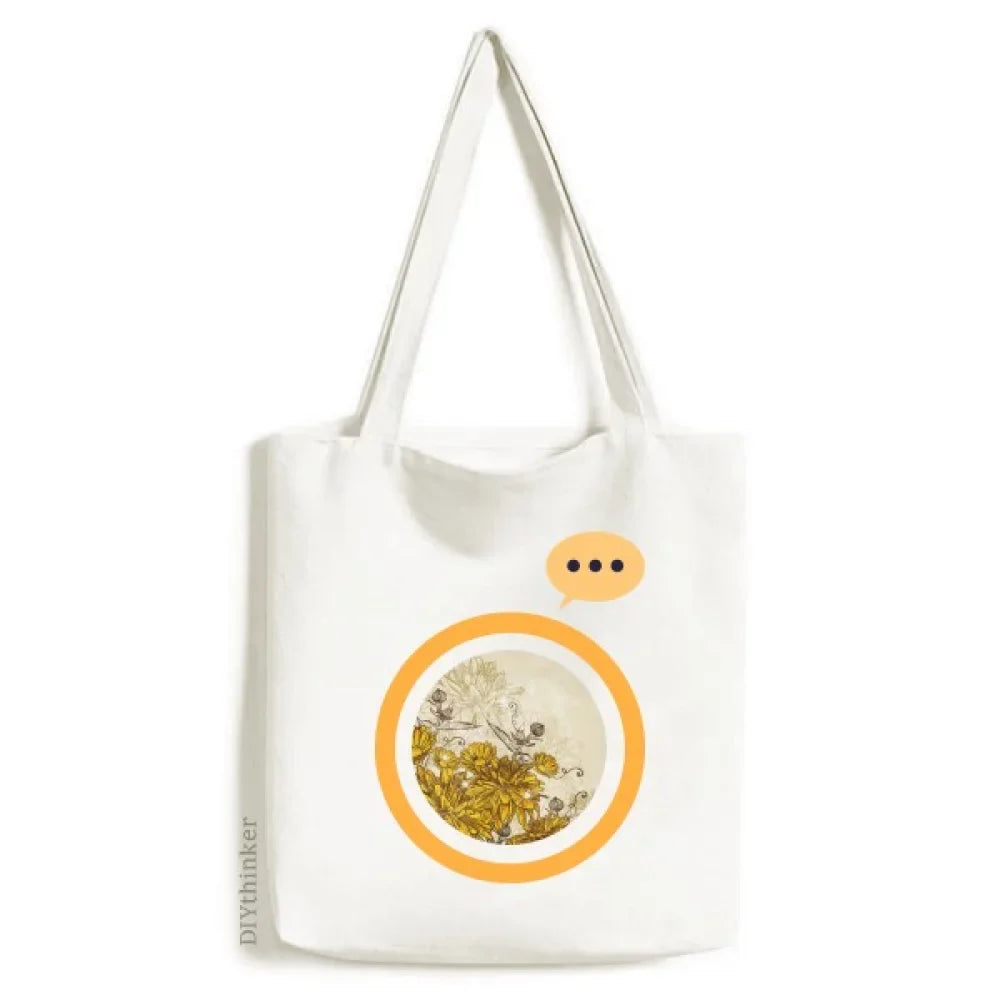 Yellow Chrysanthemum Flower Expression Sack Canvas Tote Shoulder Bag