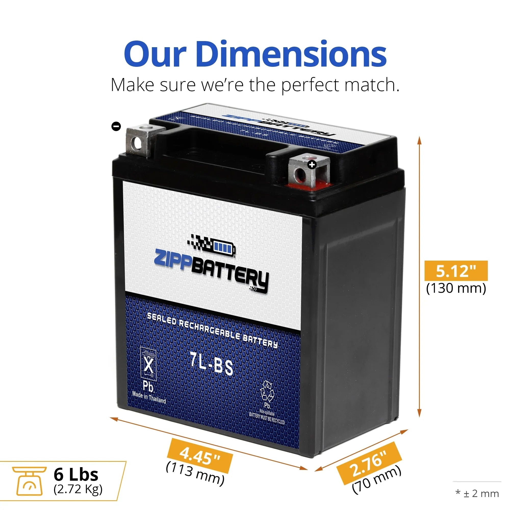 Zipp Battery - (7L- 12 Volt,6 Ah, 75 ) Motorcycle Battery for Honda 250cc Cb250 Nighthawk 1993