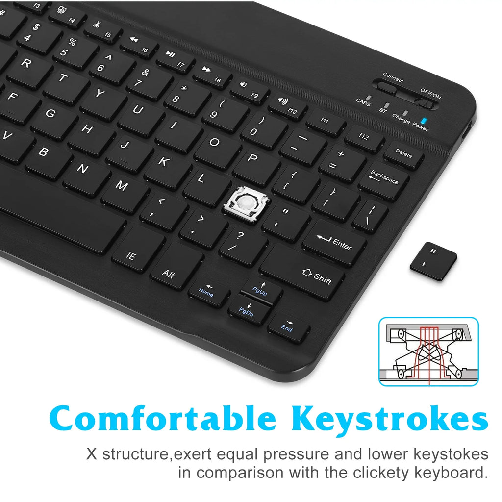 Rechargeable Bluetooth Keyboard and Mouse Combo Ultra Slim Full-Size Keyboard and Ergonomic Mouse for Xiaomi Mi Mix 2S and All Bluetooth Enabled Mac/Tablet/iPad//Laptop - Onyx Black