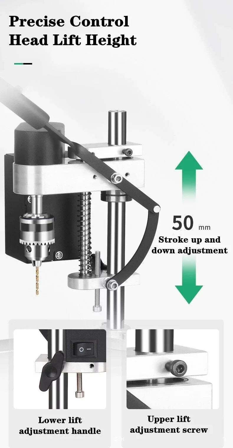 Motor Desktop Bench Drill, Wood Jewelry Metal Plastic Procession, 7-Speed Adjustable Punching Machine