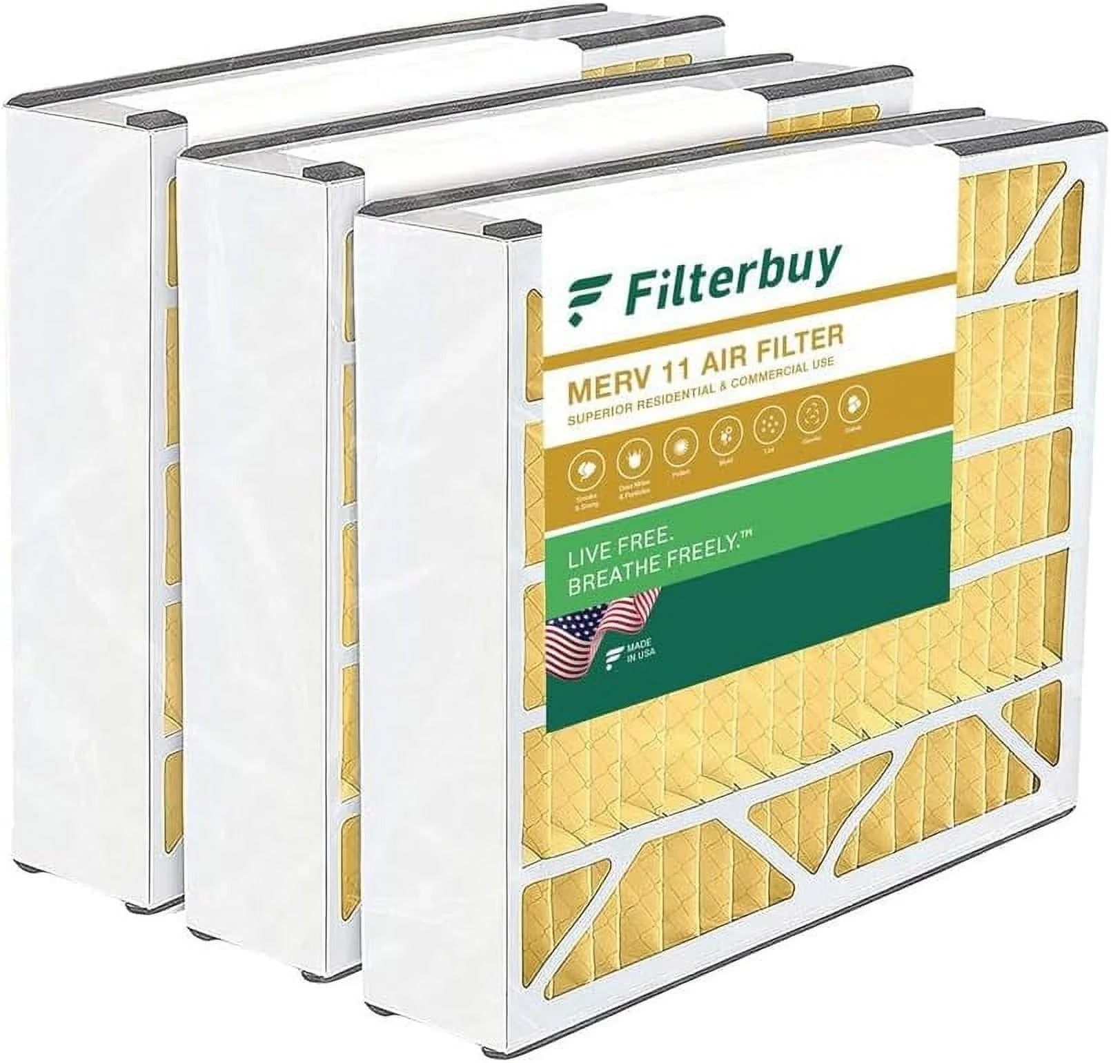 Filterbuy 16x25x3  11 Pleated   Furnace Air Filters for Trion Air Bear 255649-101 (3-Pack)