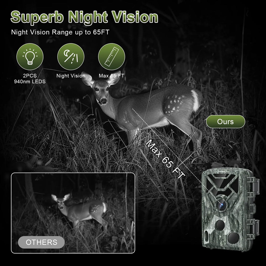 Wifi Trail Camera, 48MP 1080P Trail Cameras with Night Vision Motion Activated Waterproof, 120° Wide Angel 2.0"  Game Camera for Hunting Home Security