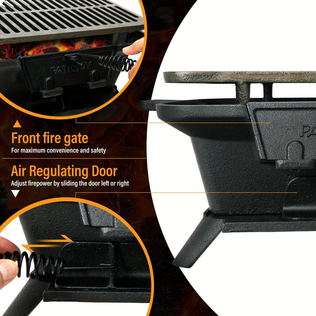 Heavy Duty Cast Iron Charcoal Grill Tabletop  Grill Stove for Camping Picnic