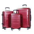 Traveling Luggage, 3pcs Hardside Luggage Set, 20"+24"+28" with  Lock, Red