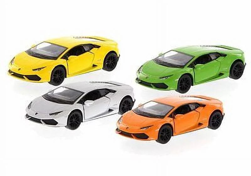 Set of 4: 5" Kinsmart Lamborghini Huracan -4 Diecast Model Toy Car 1:36