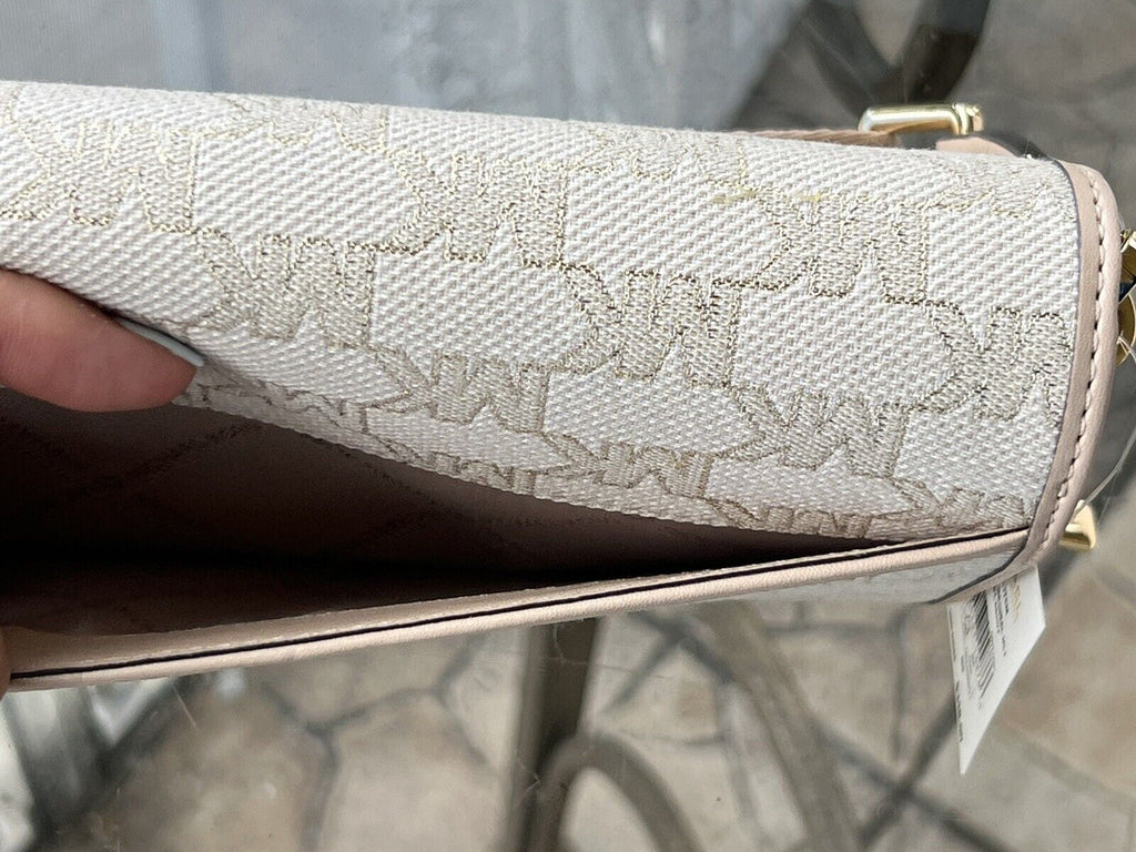 Michael Kors Jet Set  Zip Around Wallet Crossbody Bag  Gold Glitter Natural