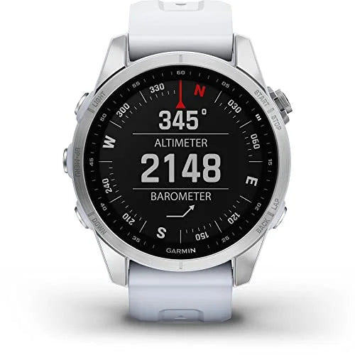 Garmin Fenix 7S, Smaller Sized Adventure Smartwatch, Silver with Whitestone (Refurbished)