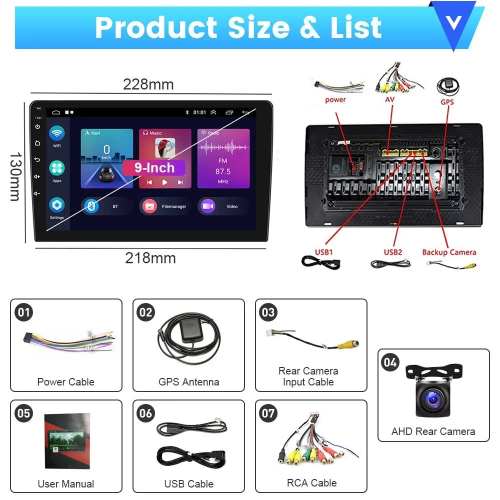 Podofo 2+32G for Hyundai Elantra 2014-2016 Wireless Carplay Android Auto Mirror Link 9'' Touchscreen Car Stereo Radio Android 11 System   Hifi  Bluetooth Usb,  Backup Camera