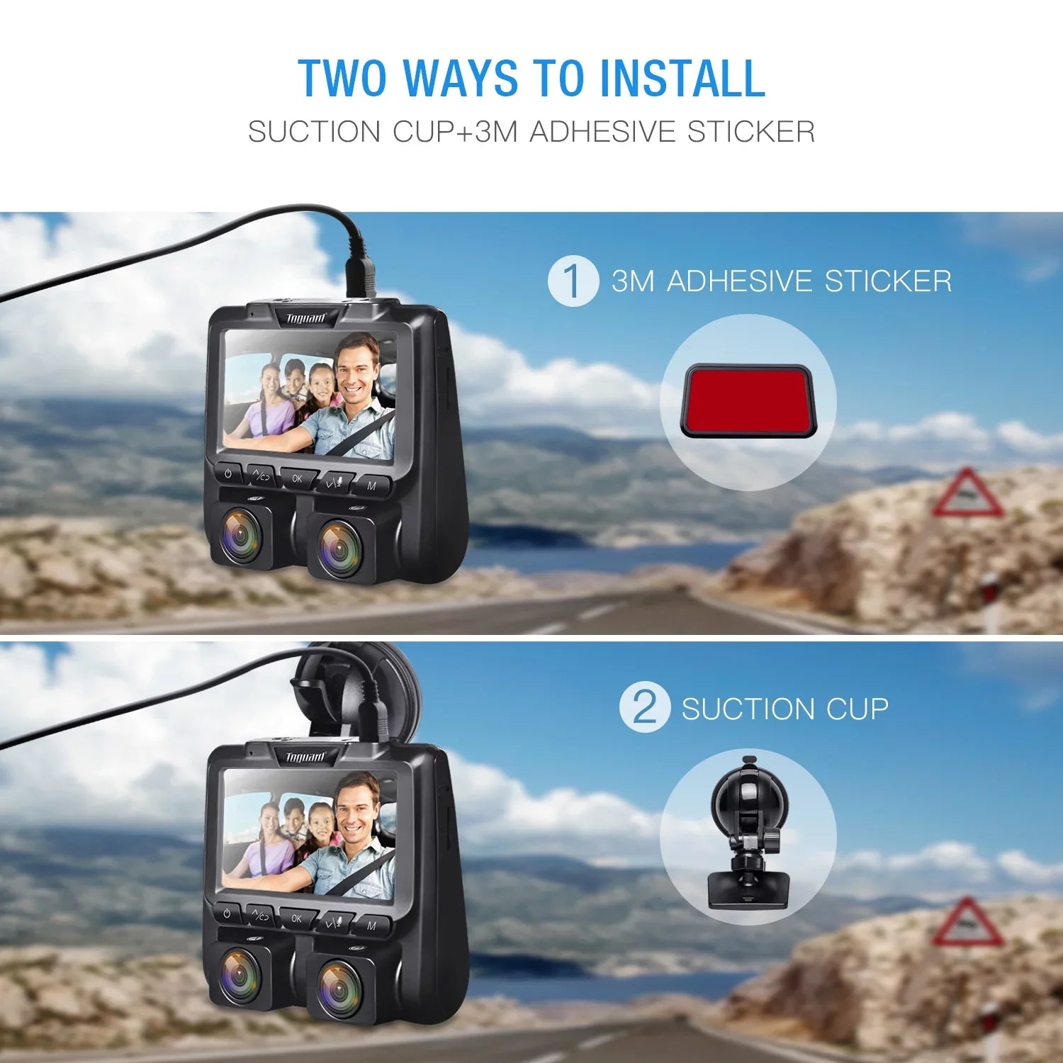 Dual Dash Cam Front and Inside 1080P Dash Camera 3"  Screen Car Camera  with  Night Vision Parking Monitor, -Sensor, Loop Recording