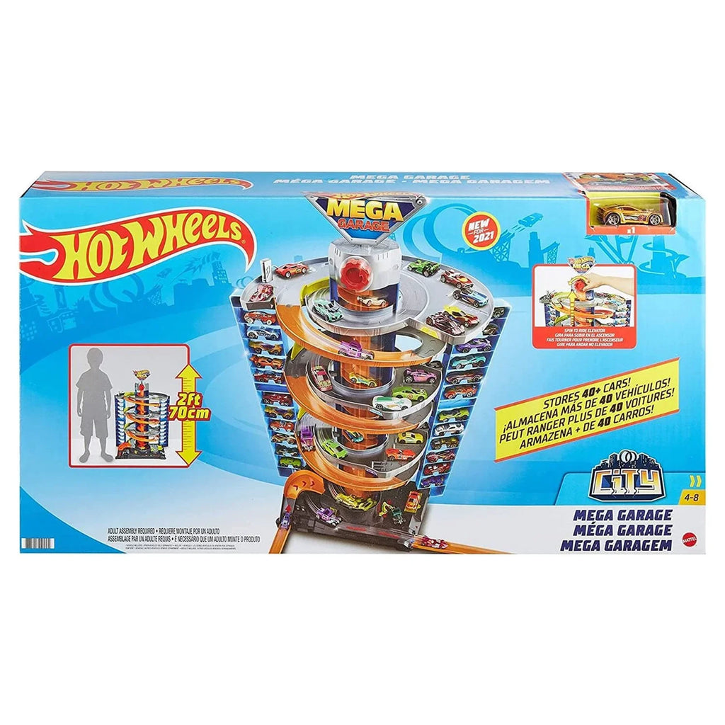 Hot Wheels City Mega Garage Playset with Storage for Over 60 Cars, Ages 4+