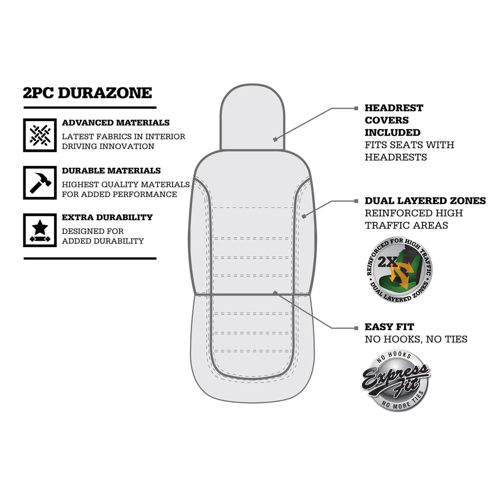 Genuine Dickies 2 Piece Durazone Car Seat Covers, Black
