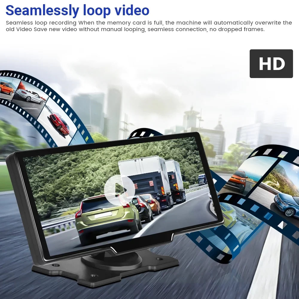 Podofo 7-32V 9.3" Portable Car Stereo Radio Wireless Carplay Android Auto Dash Cam  Car  Player, with 32G Card&Backup Camera