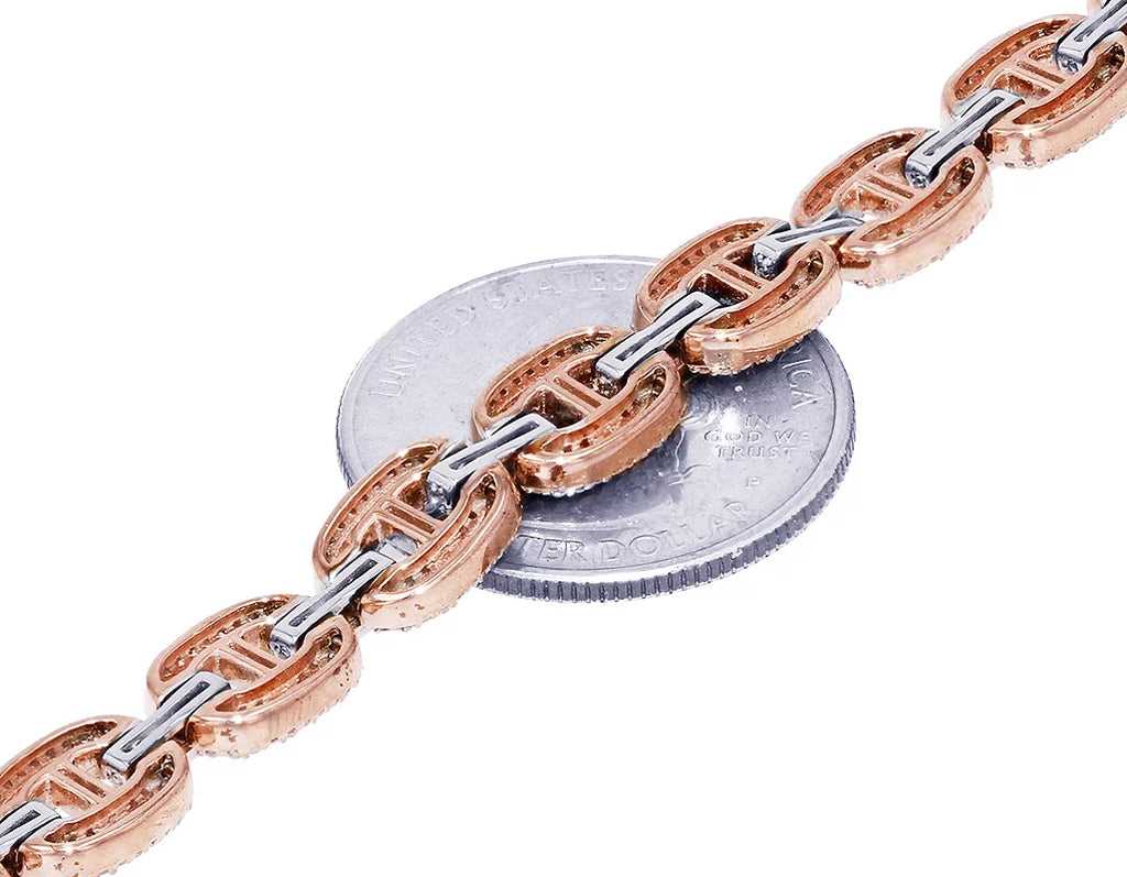 Mariner Link 3.15CT Diamond Bracelet 10K Rose-White Gold 8MM 7"