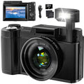 Digital Camera 4K Vlogging Camera for YouTube 48MP 16X Digital Zoom with Macro Function & Liftable Flash, Photography Camera 3’’ 180°Flip Screen