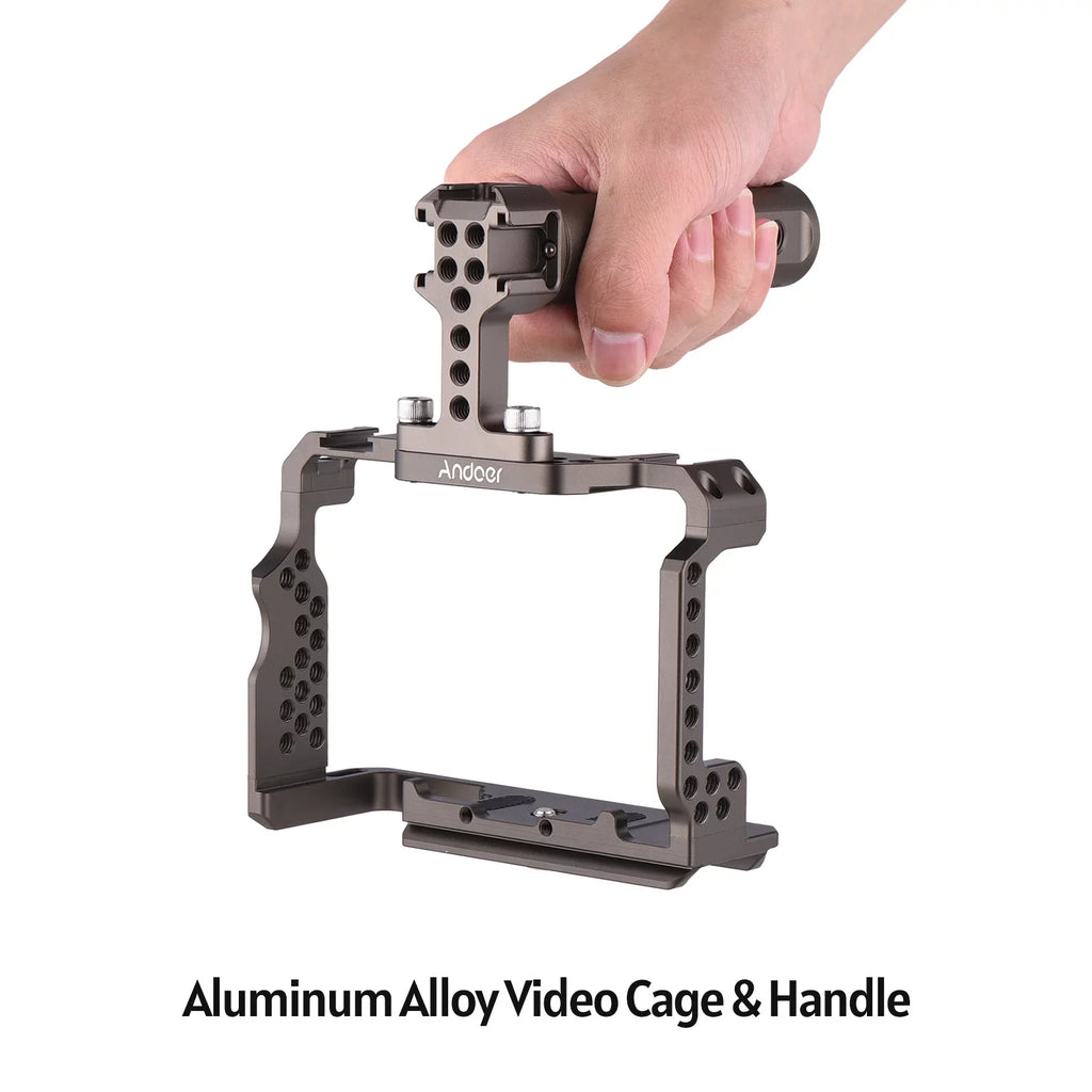 Andoer Aluminum Alloy Camera Cage Kit with Video Rig Handle Grip Replacement for Sony  /  /