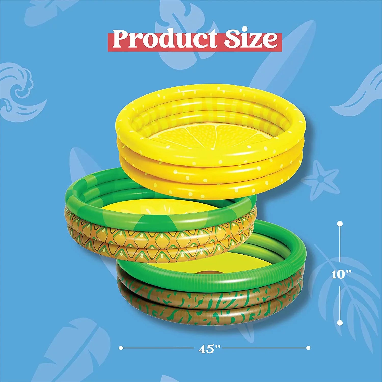 3 Packs 45  10 Inflatable Kiddie Pools Lemon Pineapple Avocado Inflatable Kiddie Pool Set for Kids Summer Fun Baby Swimming Pool Water Pool Pit Ball Pool