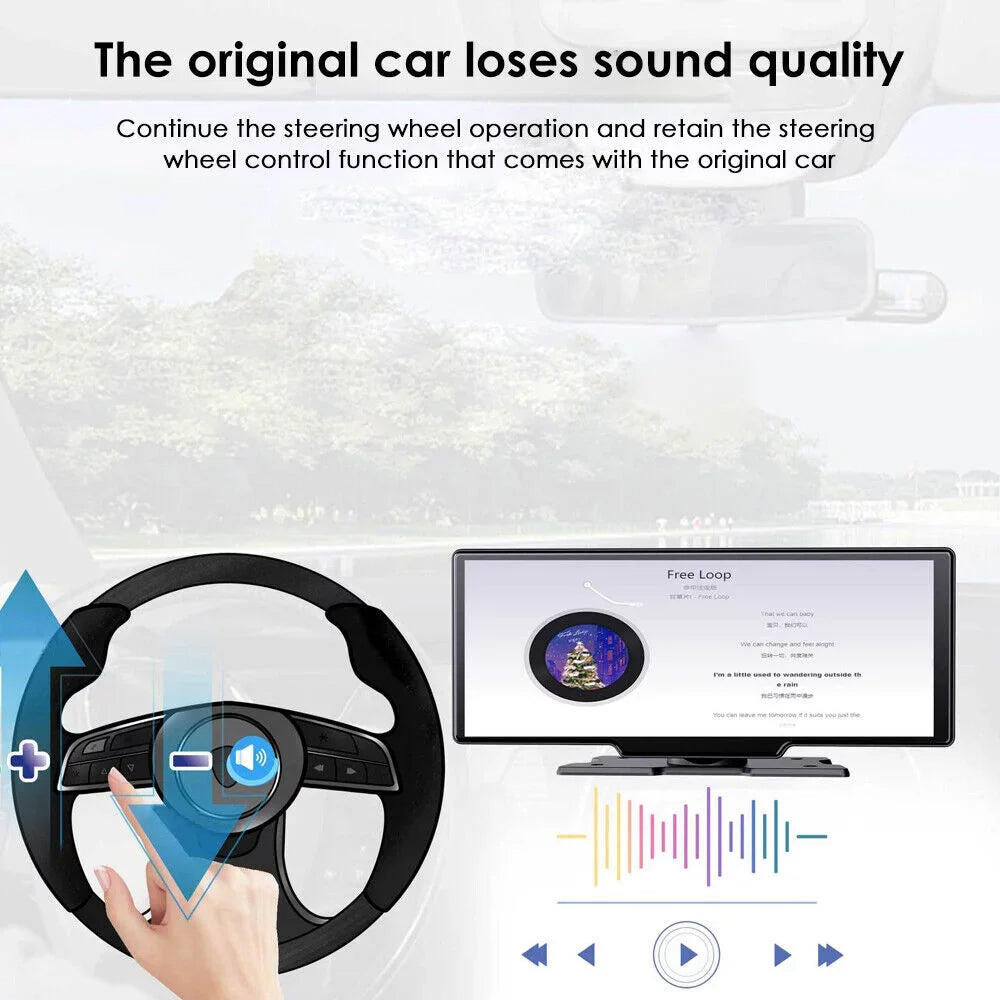 KingFurt  Touch Screen Wireless Dash Cam - Dual Lens, Bluetooth Connected, 2K Resolution, 10.26''  Screen, WiFi Enabled