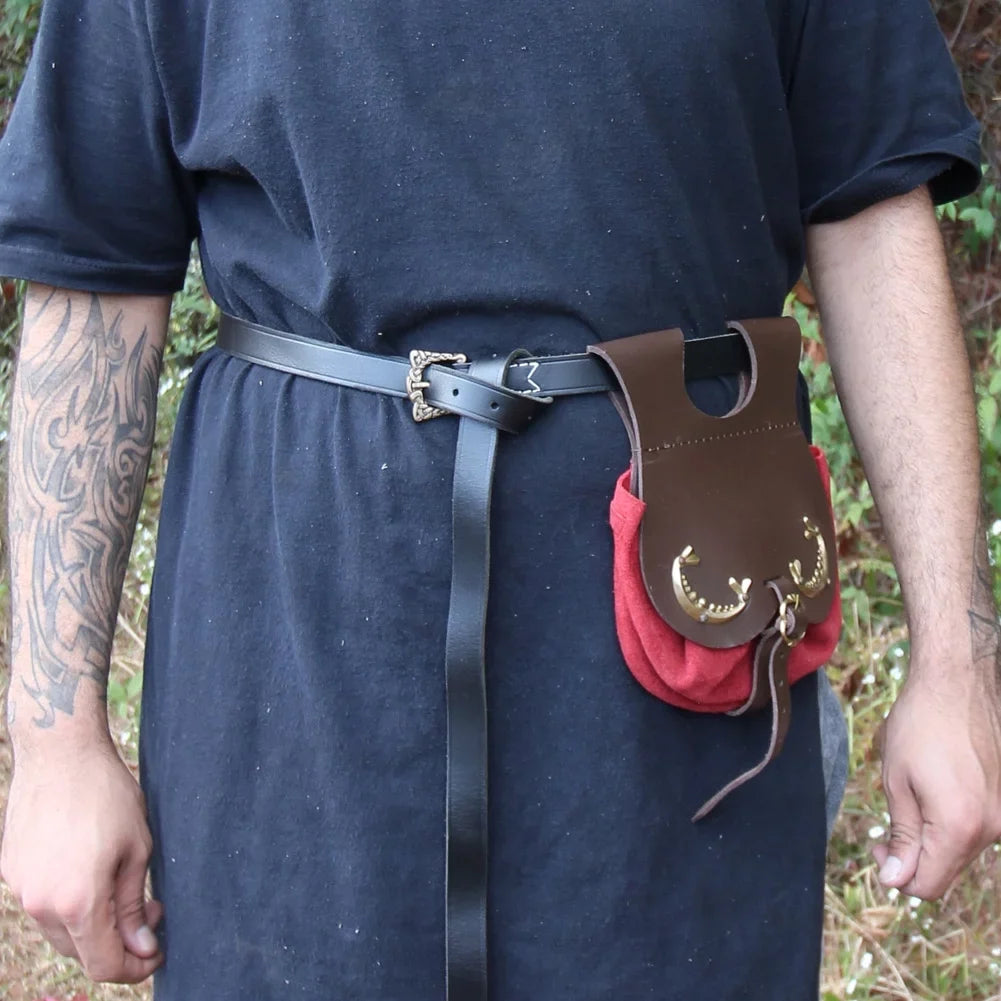 Armory Replicas Royal Red Handmade Royal Court Suede Pouch - Rich Red Elegance Medieval-Inspired Design Perfect for Carrying Small Valuables Adjustable Belt Closure for Secure Fit