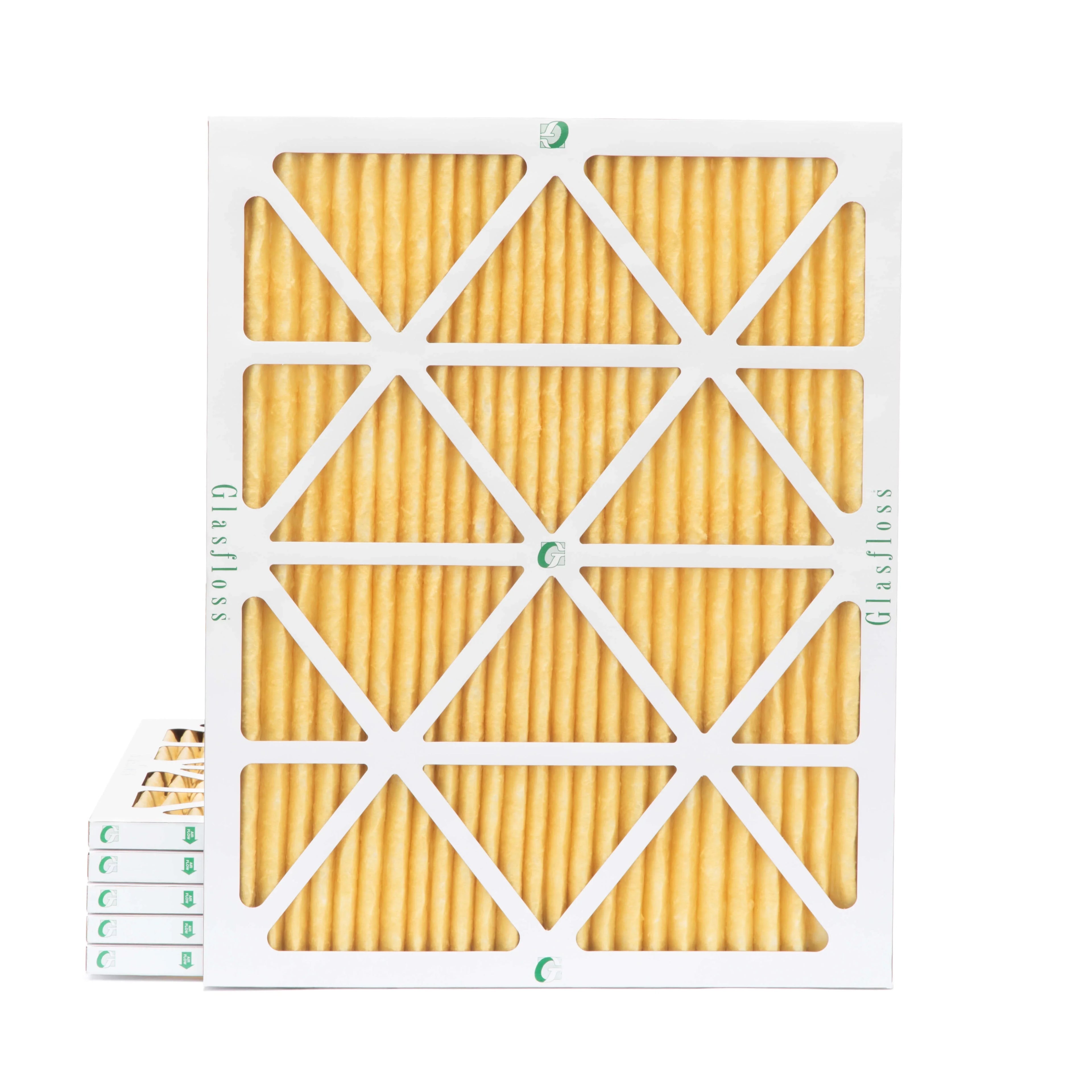 6 Pack of 20x25x1  11 Pleated Air Filters by Glasfloss. Actual Size: 19-1/2 x 24-1/2 x 7/8